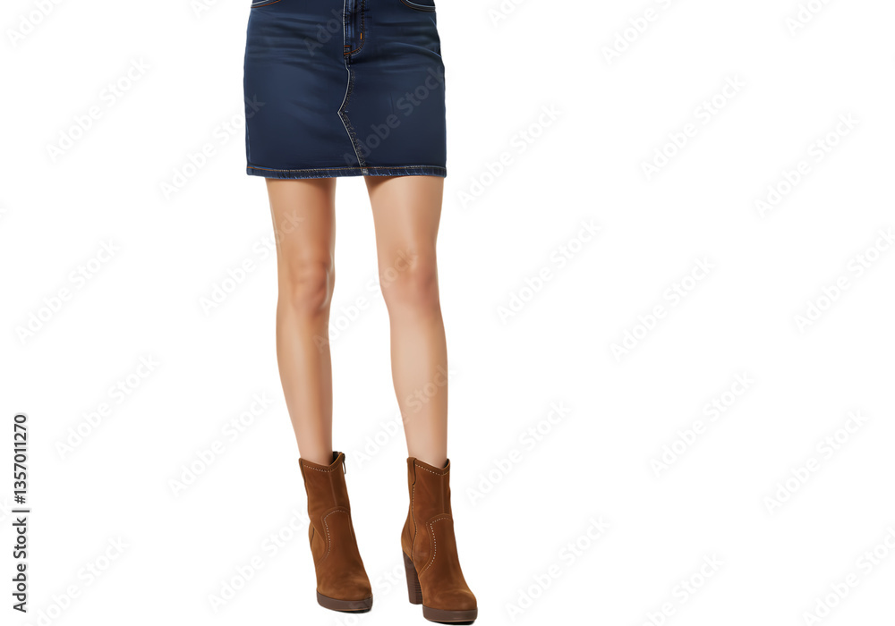Dark Wash Denim Mini Skirt isolated on transparent background Dark Wash Denim Mini Skirt isolated on transparent background
