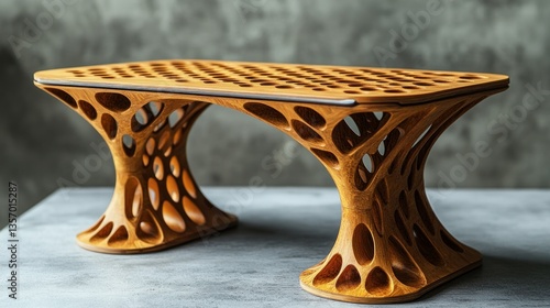 Intricate, organic wood coffee table with a unique, openwork design