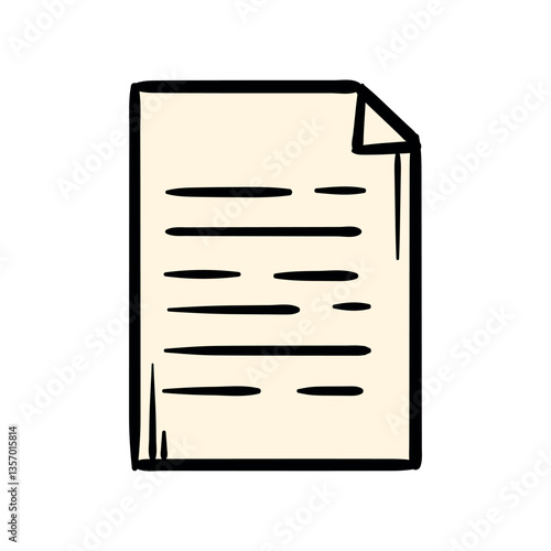 Document. A sheet of paper. A simple vector hand-drawn icon for the design of a website, application, flyer. Illustration isolated on white background