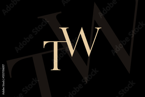 TW or WT letter logo icon design. Classic style luxury initials monogram.