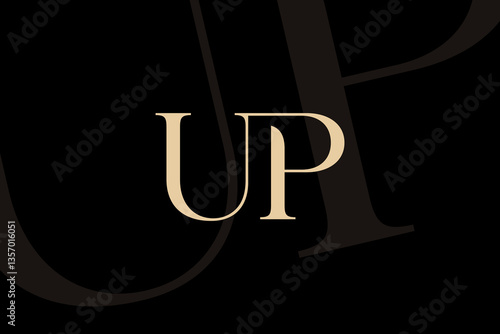 UP or PU letter logo icon design. Classic style luxury initials monogram.