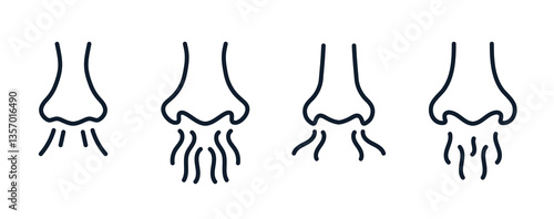 Nose line icon vector illustration. Nose smell human cartoon line icon.