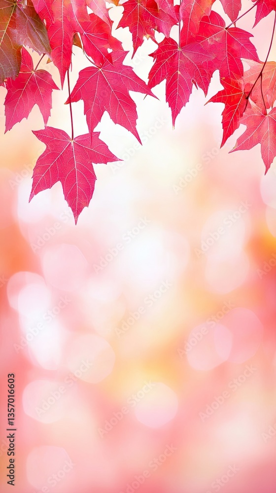 Fototapeta premium Autumn maple leaves, vibrant colors, blurred background, nature scene, stock photography