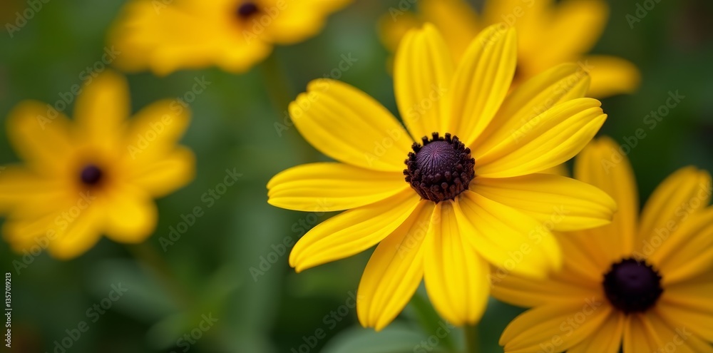 Obraz premium Vibrant yellow black eyed susan flowers in full bloom close up, colorful, nature, flora