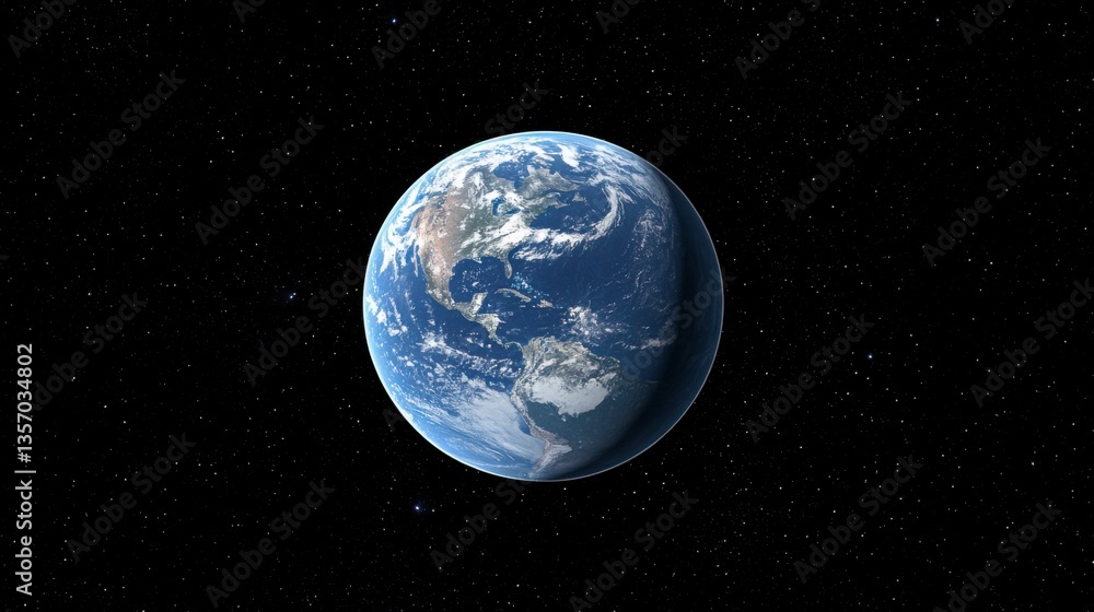 Obraz premium A view of Earth from space with stars and the curvature of the planet