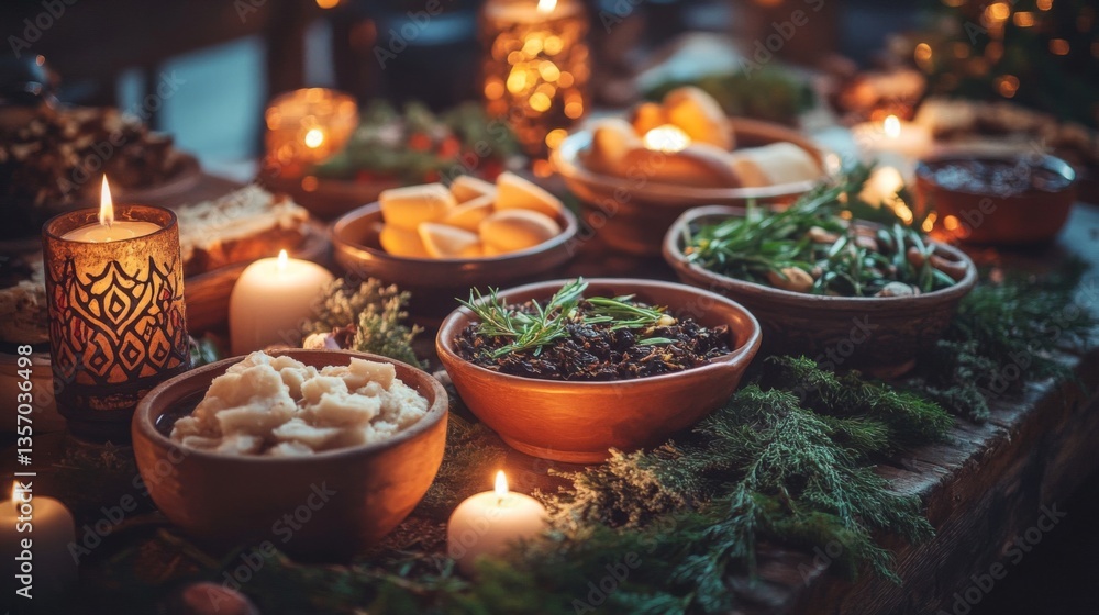 A Rustic Medieval Style Feast Table With Candles A Rustic Medieval Style Feast Table With Candles