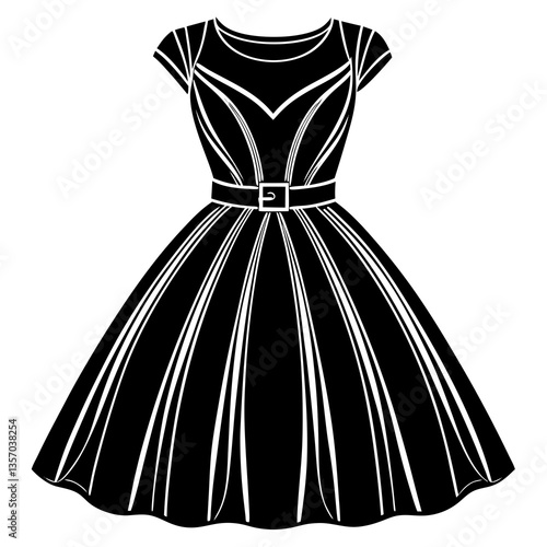 Vintage Black Dress Illustration  Retro Fashion Design