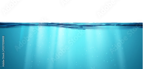Water wave vector sea background. Blue water isolated surface underwater abstract clean background