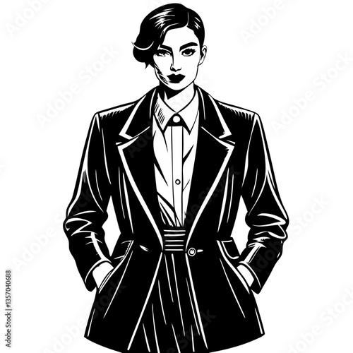 Women’s Power Suit  Stylish Blazer  High-Waist Pants