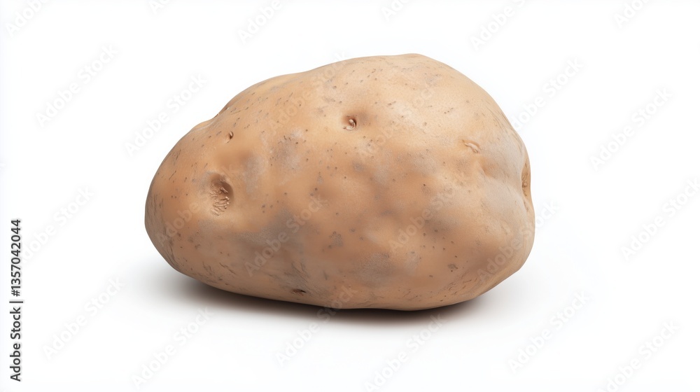 Fototapeta premium Raw potatoes on a white background, hyper-realistic, over-detailed close-up