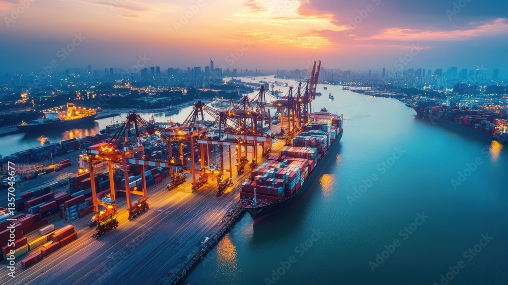 A shipping port handling luxury goods under strict tariff regulations