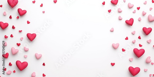 Colorful assortment of heart-shaped decorations on a white background for romantic occasions