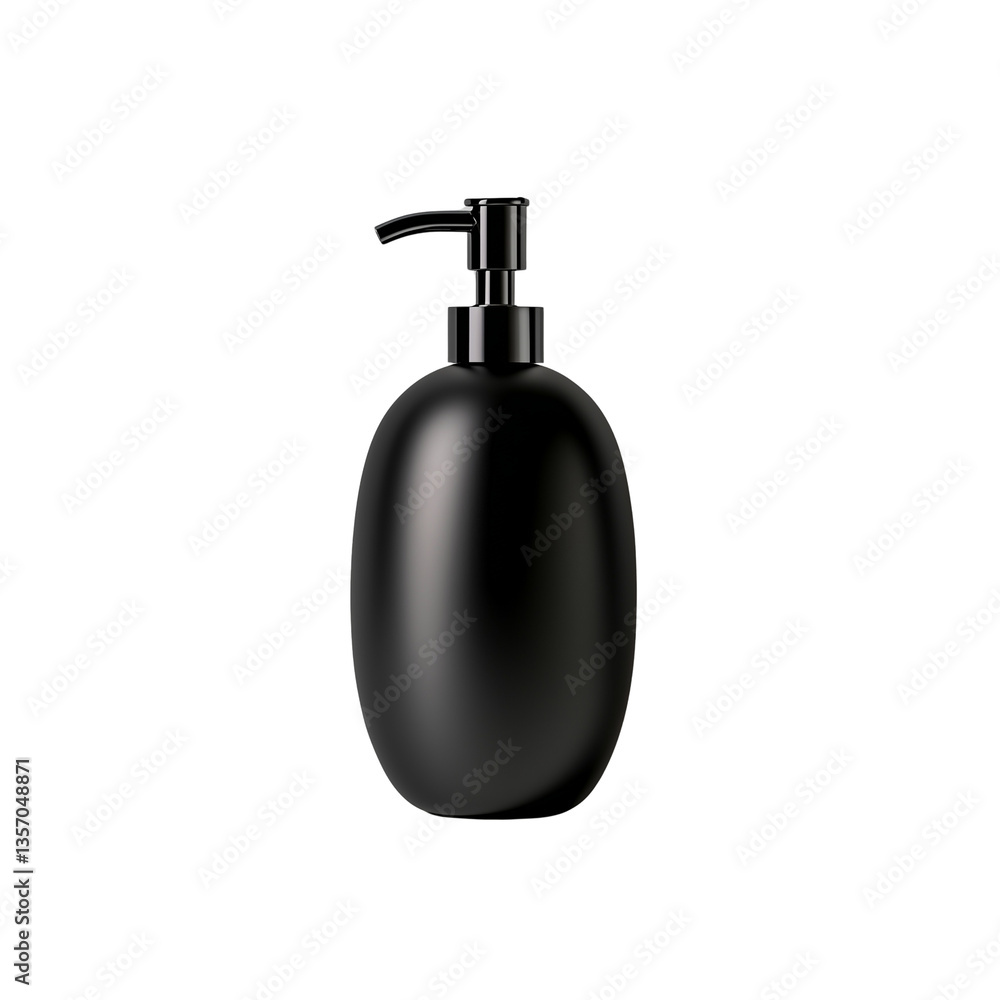 Obraz premium Sleek black pump bottle with a smooth, rounded design, ideal for dispensing lotions or liquid soap.