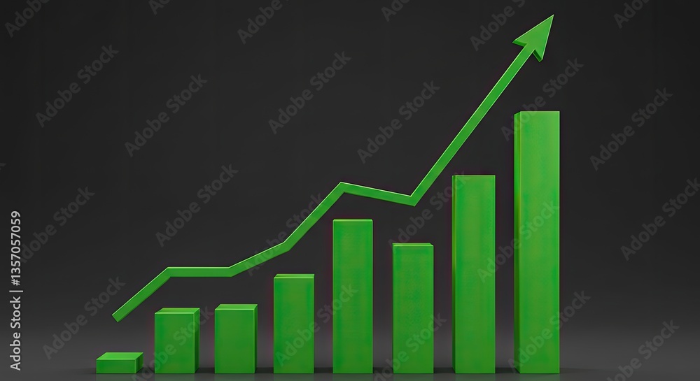 Minimalist Bar Chart With Rising Green Graph Lines on a Dark Background Minimalist Bar Chart With Rising Green Graph Lines on a Dark Background
