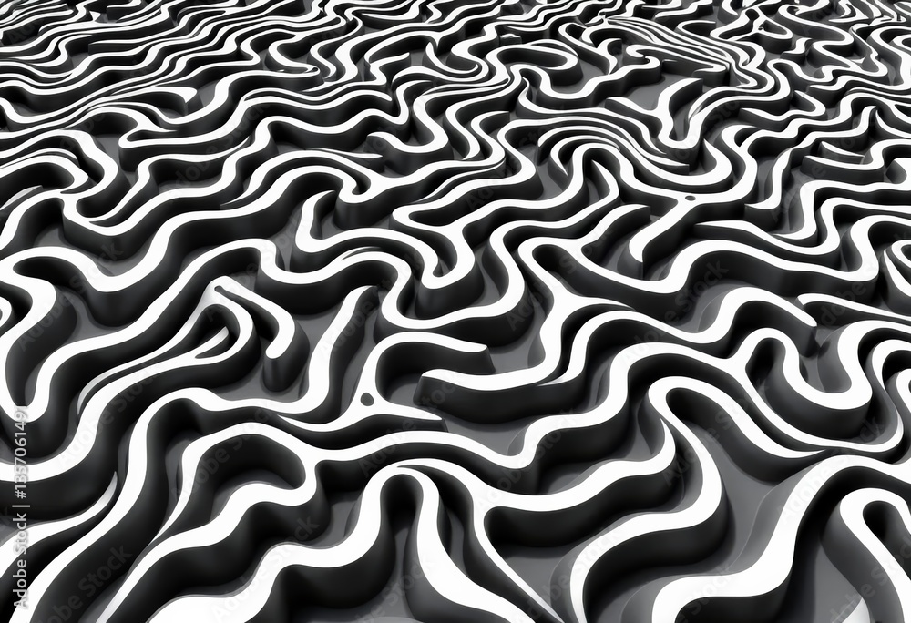 Abstract black and white wavy topographic seamless pattern, maze-like design, flowing, backdrop Abstract black and white wavy topographic seamless pattern, maze-like design, flowing, backdrop