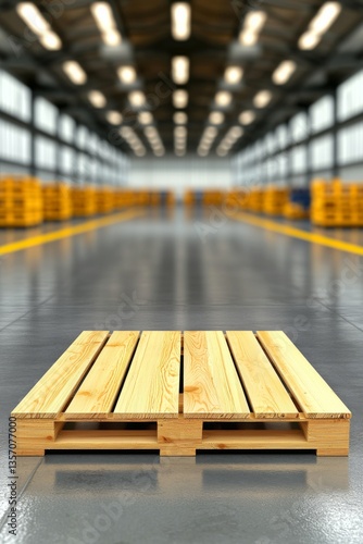 Wallpaper Mural Wooden pallet in a spacious warehouse with blurred background Torontodigital.ca