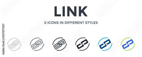 Link Icon In Different Style Vector Illustration. Designed In Thin Line, Regular Line, Bold Line, Glyph, Color Fill, And Flat Style Can Be Used For Web