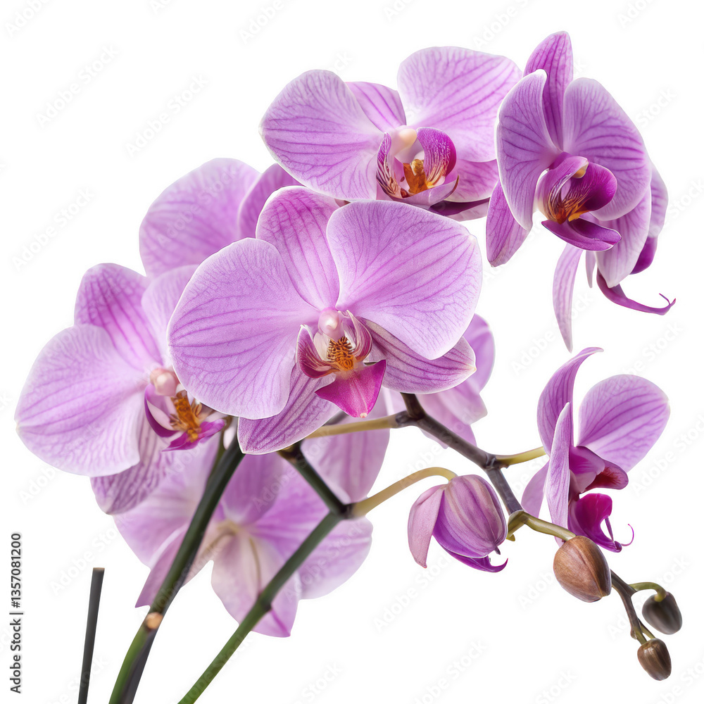 A cluster of vibrant pink orchids with delicate petals and intricate markings. A cluster of vibrant pink orchids with delicate petals and intricate markings.