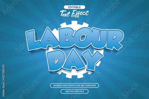 Labor day editable text effect with blue comic background