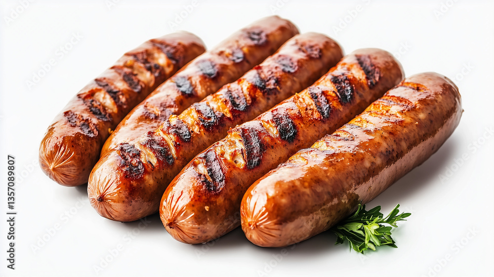A collection of grilled bratwurst sausages, presented in a bundle and isolated on a transparent backdrop. A collection of grilled bratwurst sausages, presented in a bundle and isolated on a transparent backdrop.