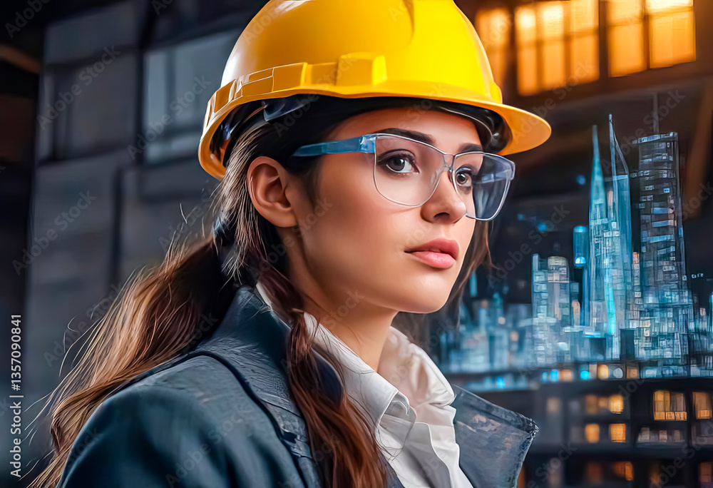 Portrait of a beautiful and talented female engineer using interactive technologies in design Portrait of a beautiful and talented female engineer using interactive technologies in design