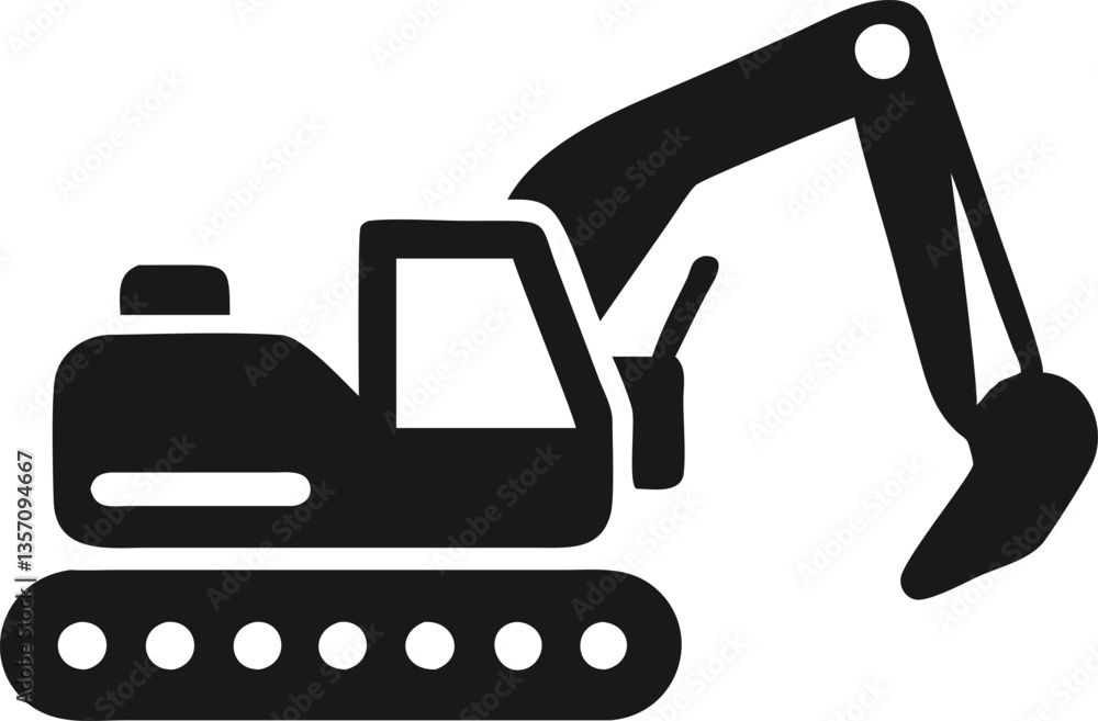 Simple Vector Illustration of an Excavator Simple Vector Illustration of an Excavator