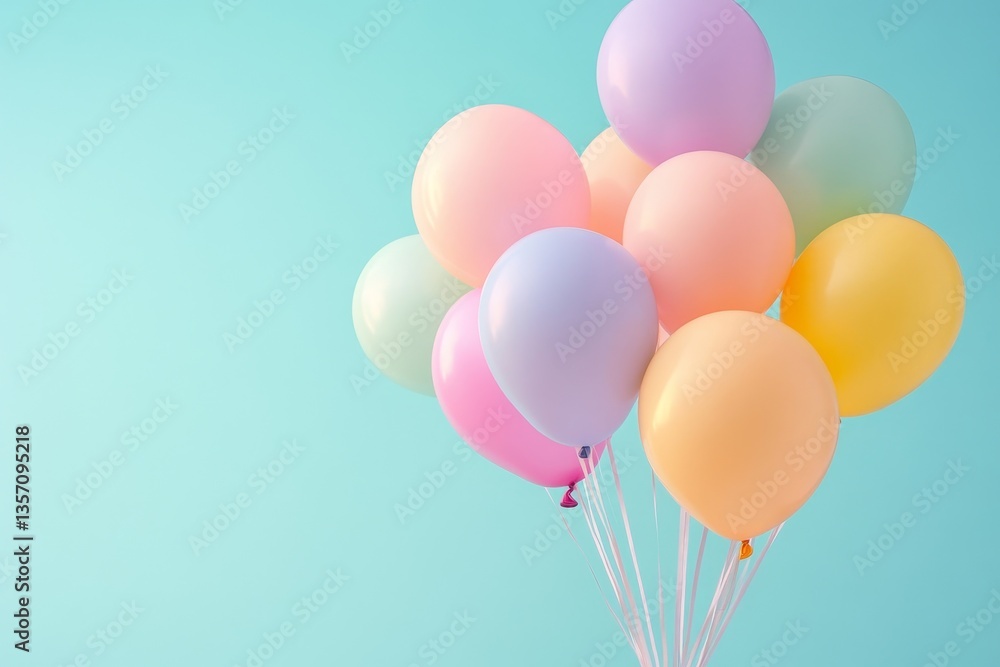 a collection of pastel-colored balloons against a soft backdrop creating a whimsical and festive atmosphere. The balloons are arranged in a cluster and bring a sense of celebration a collection of pastel-colored balloons against a soft backdrop creating a whimsical and festive atmosphere. The balloons are arranged in a cluster and bring a sense of celebration