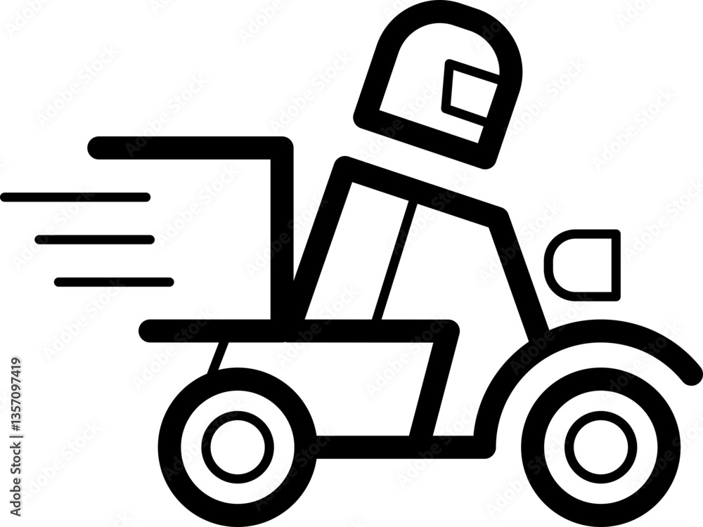Fast delivery service icon; bold black lines on white background. Fast delivery service icon; bold black lines on white background.
