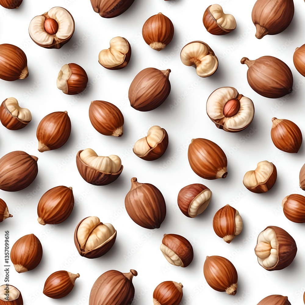 Hazelnuts Seamless Pattern Hazelnuts Seamless Pattern
