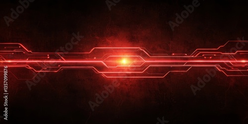 a glowing red light with technology circuit pattern, perfect for technology theme. This captivating image showcases a glowing red light with an intricate technology circuit pattern.
