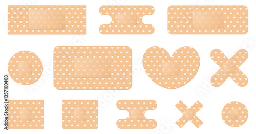 Medical adhesive bandage collection in a flat design. Vector illustration