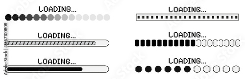 Set of pixel loading bar. Vector illustration