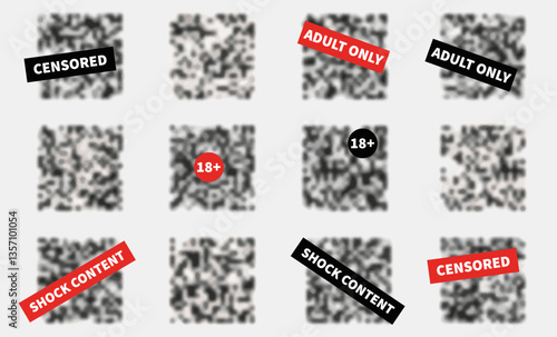 Set of blurred censoring elements template. Vector illustration