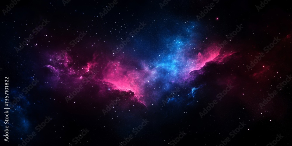 Naklejka premium an ethereal, cosmic image displaying colorful nebulae and a starry night sky, evoking a sense of wonder and exploration
