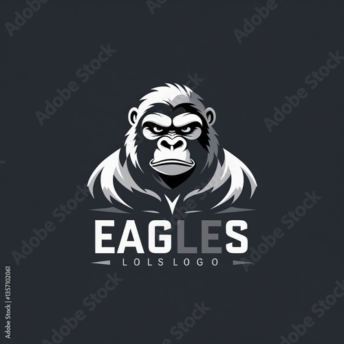 Gorilla logo illustration, strength, energy, black and white