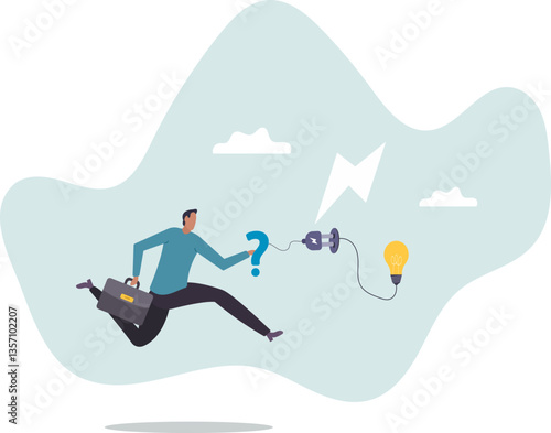 Solution solving problem, answer to hard question or creativity idea and innovation help business success, leadership to overcome difficulty,character for design.