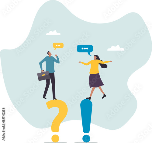 Question and answer, Q&A session, FAQ, frequently asked questions, discussion to get solution to solve problem, brainstorm conversation or quiz.character for design.