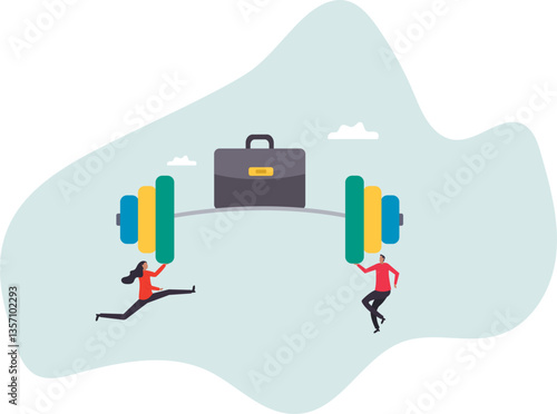 Teamwork to support for success, cooperate or collaboration to achieve strength, help or togetherness for business solution.character for design.