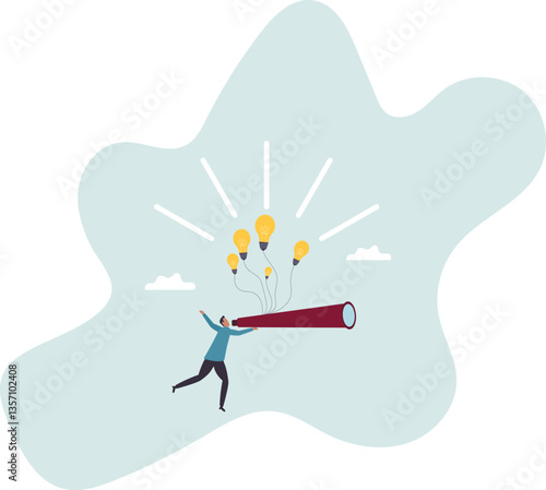 Business ideas, creativity or innovation to searching for new success, finding solution or imagination, visionary or new opportunity.character for design.