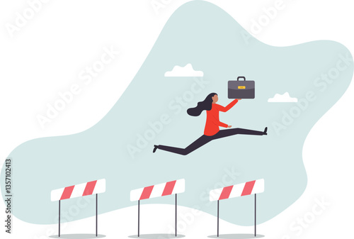 Overcome obstacle or challenge, success journey or aspirations, determination, progress or effort to overcome difficulty .character for design.
