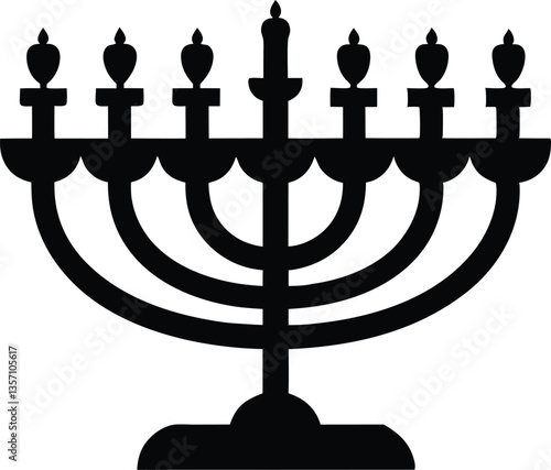 Hanukkah menorah candelabrum with candles silhouette vector 