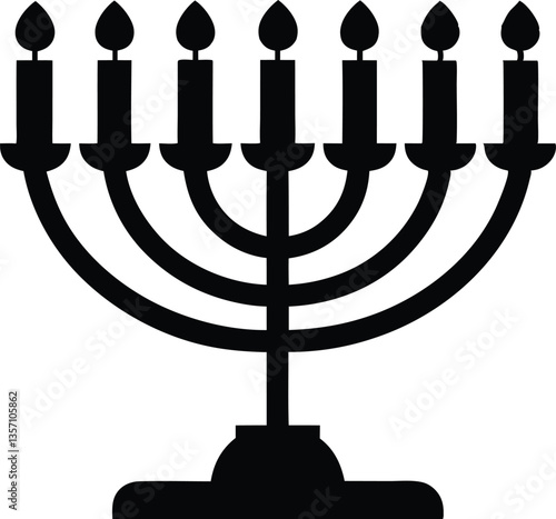 Hanukkah menorah candelabrum with candles silhouette vector 