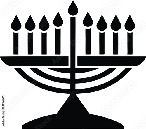 Hanukkah menorah candelabrum with candles silhouette vector 