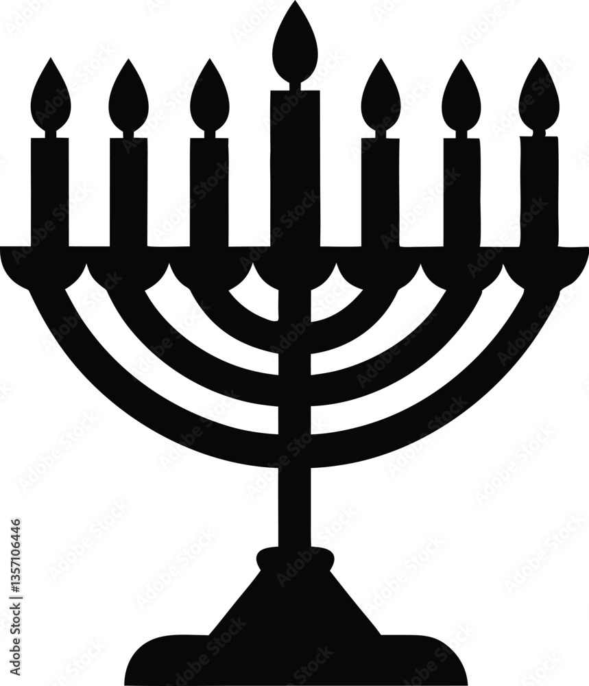 Hanukkah menorah candelabrum with candles silhouette vector Hanukkah menorah candelabrum with candles silhouette vector