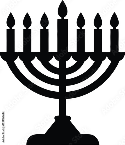 Hanukkah menorah candelabrum with candles silhouette vector 