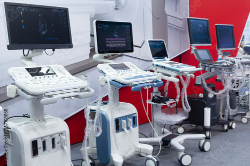 Modern medical electrical equipment in the exhibition hall