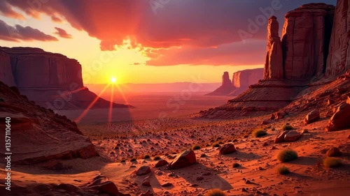 Monument Valley Sunset Timelapse Majestic Sandstone Buttes in the Desert