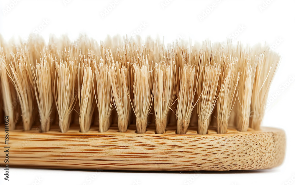 Bamboo Hairbrush Up Close Isolated On White Background. Bamboo Hairbrush Up Close Isolated On White Background.