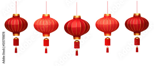 Collection Set of Chinese Red Lanterns PNG on transparent background