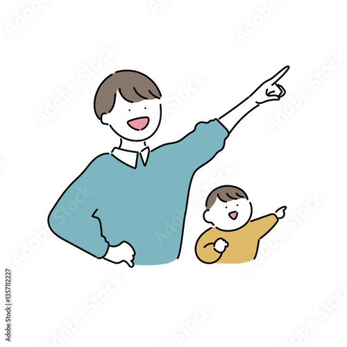 お父さんと赤ちゃん「進め！」